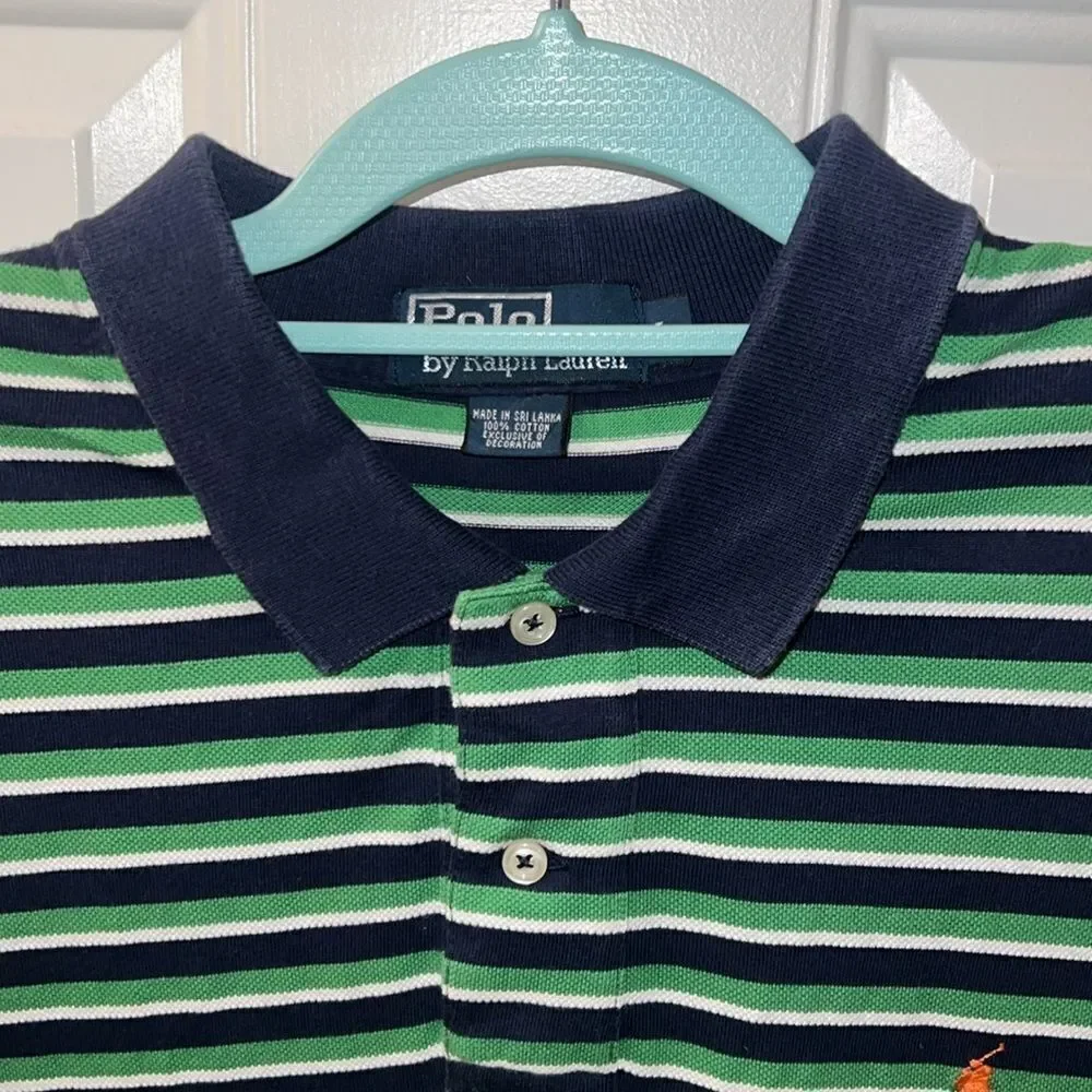 Polo Ralph Lauren shirt blue green white orange